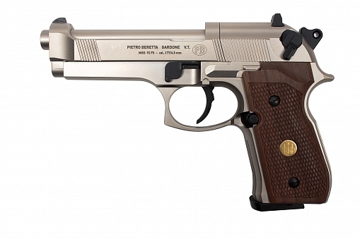 Пистолет пневматический Beretta M92 FS (никель с дерев. накладками)