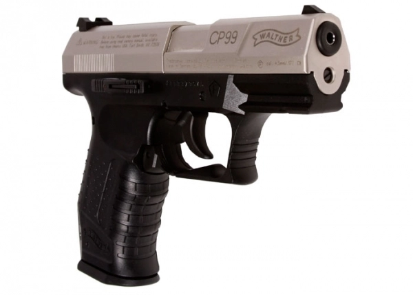 Пистолет пневматический Walther СР 99 (никель с чёрной рукояткой)