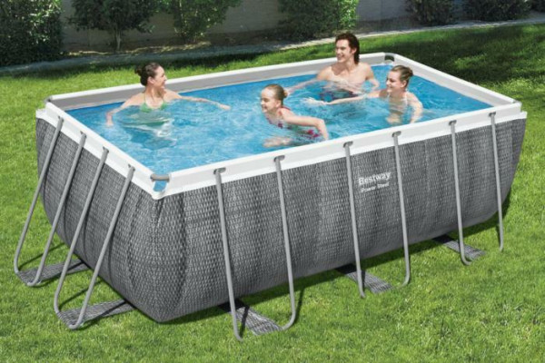 Каркасный бассейн Bestway Power Steel Ротанг 412х201х122см, 8124л, фил.-насос 2006л/ч, лестница, попл.-дозатор