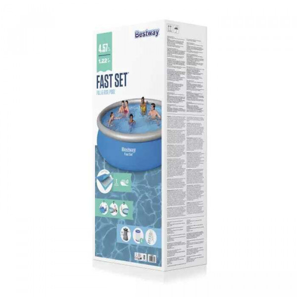 Бассейн Bestway Fast Set 457х122см, 13807л, фил.-насос 3028л/ч, лестница (57289 BW)