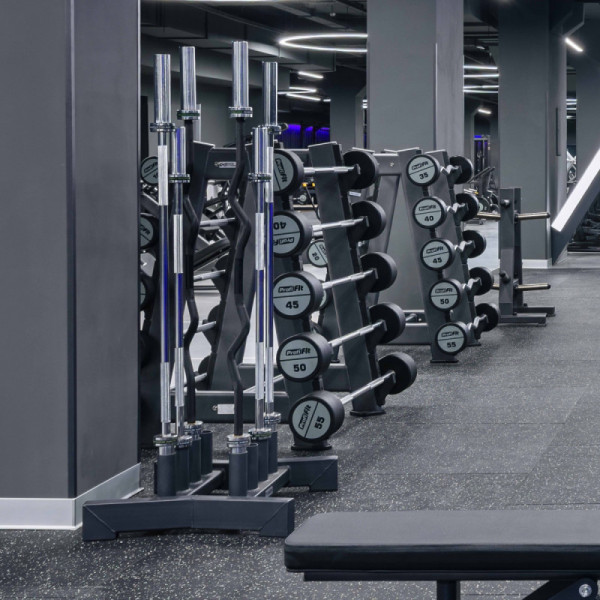 Набор прямых полиуретановых штанг (шаг 5 кг, 5 шт) 35-55 кг PROFI-FIT